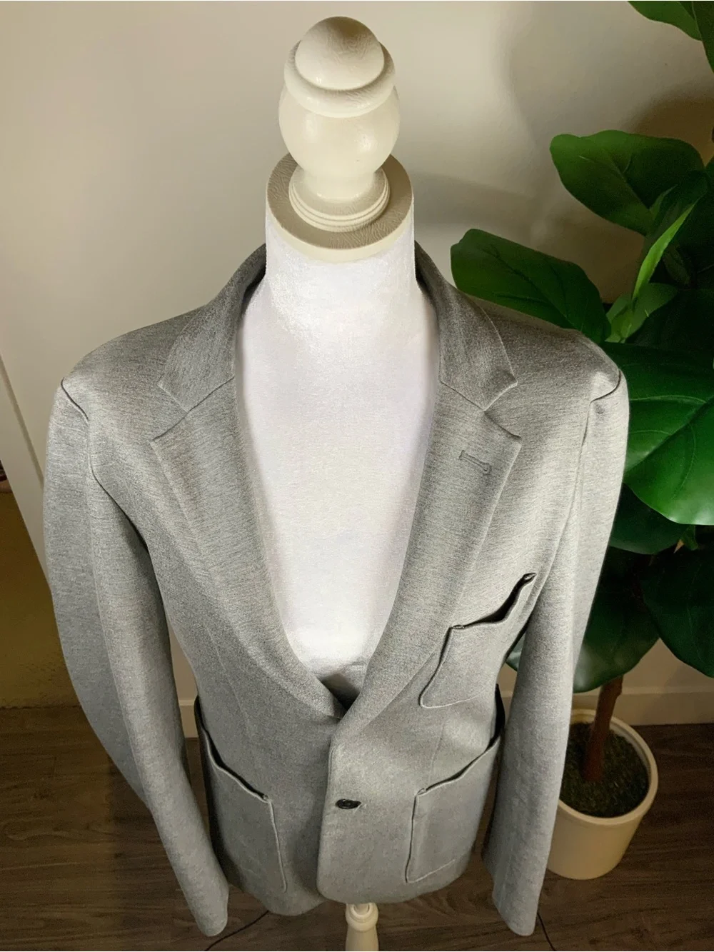 Armani Exchange Light Gray Single-Breasted Blazer